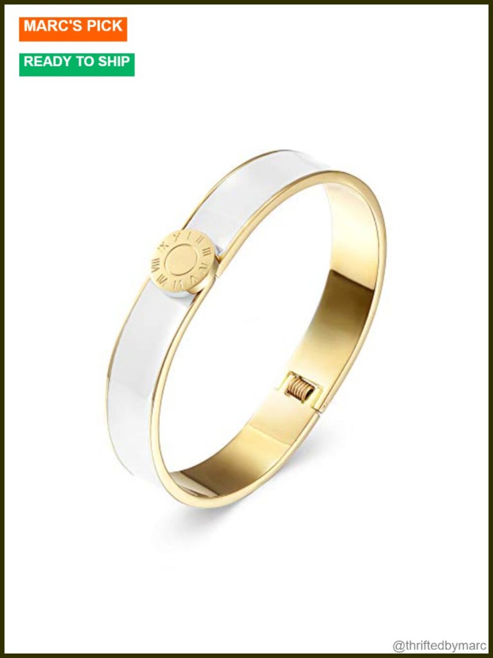 Stainless Steel Gold Plate Enamel Cuff Bracelet Wide Band Bangle